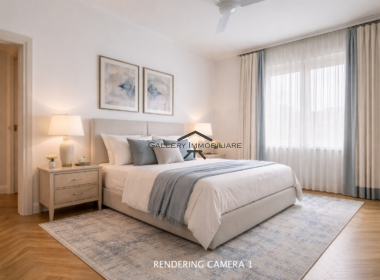 Camera da letto elegante e serena copia